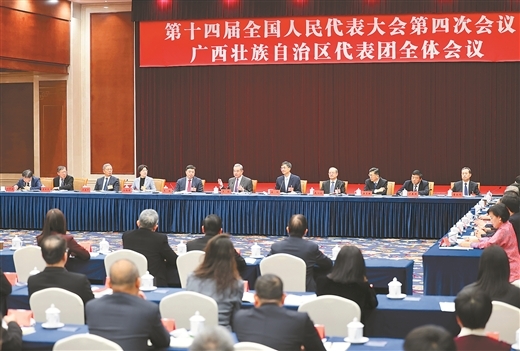 十四届全国人大四次会议广西代表团审议政府工作报告